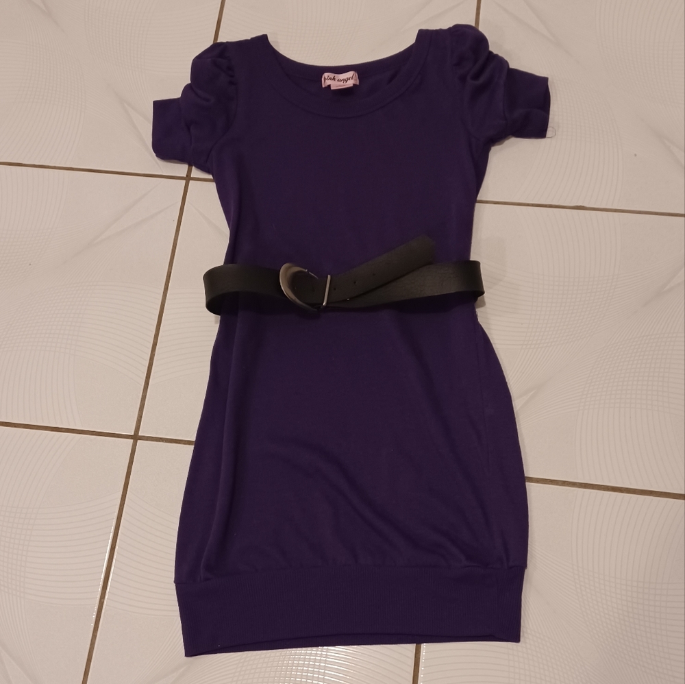 4/$40 Purple Shirt Dress with Belt - Size 16 (Girl)